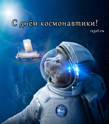 Поздравление от кота - космонавта! скачать открытку бесплатно | 123ot