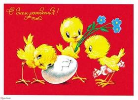 Детская открытка на день рождения цыплята. Открытки  Детская открытка на день рождения Милые цыплята скачать бесплатно онлайн скачать открытку бесплатно | 123ot
