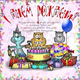 Смешная открытка на день рождения коты. Открытки  Смешная открытка на день рождения прикольные коты скачать бесплатно онлайн скачать открытку бесплатно | 123ot