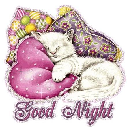 Открытка... спокойной ночи на английском good night, открытка с белым котиком в подушках скачать бесплатно. скачать открытку бесплатно | 123ot